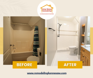 Before and after bathroom remodel for a small space with modern upgrades