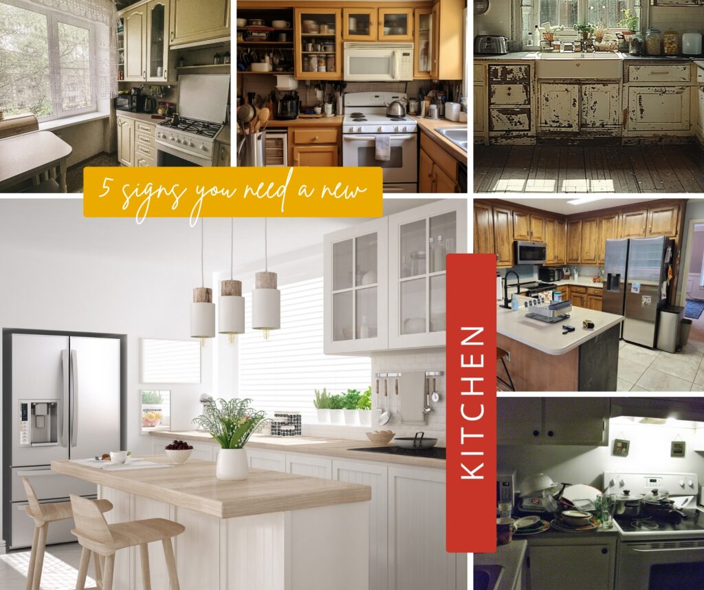 Signs You Need a Kitchen Remodel with Collage of Outdated and Modern Kitchens