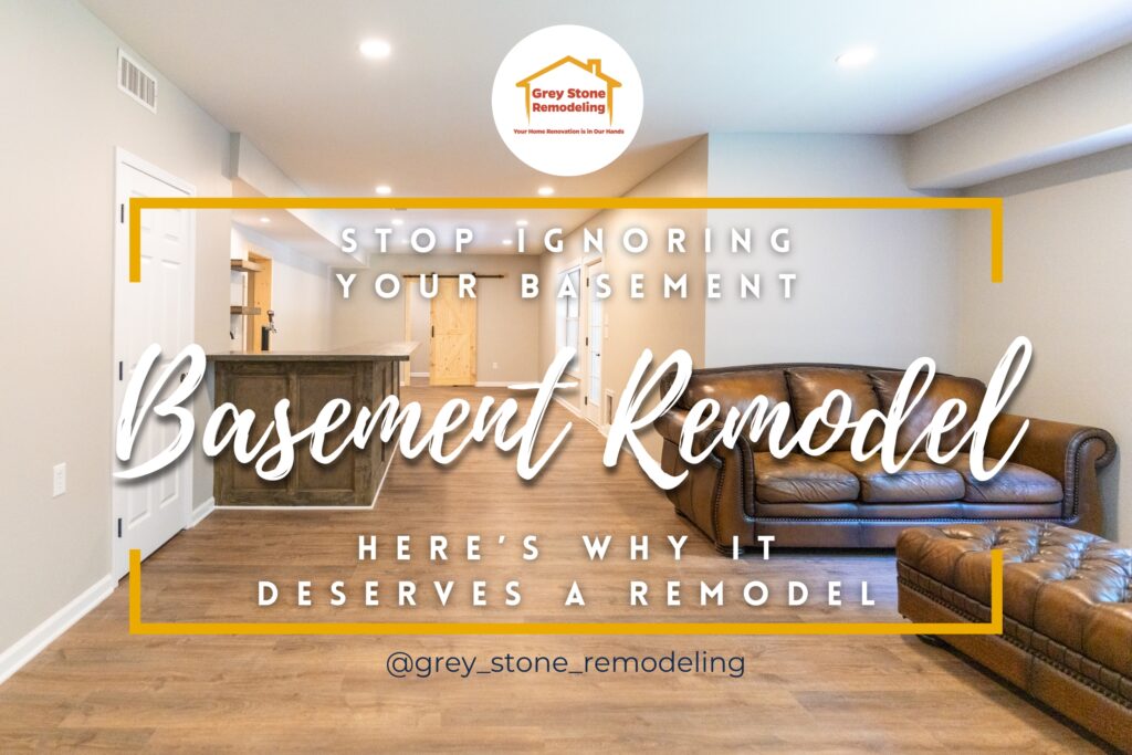 Finished basement with wood floors, modern lighting, and custom bar — clear signs you need a basement remodel done right.